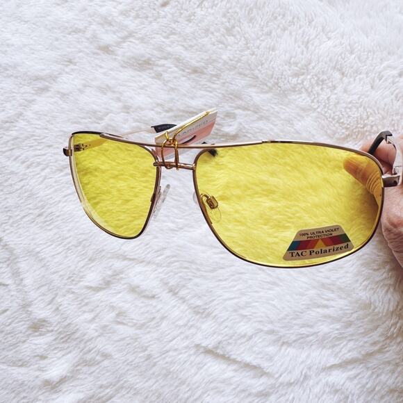 Oscar Clear Yellow w/ Gold Rim Aviator Sunglasses - Picture 6 of 11